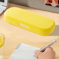thumbnail image 1 of Plastic Pencil Box with Snap-Tight Lid, Pp Plastic Stationery Box 22X8X4Cm, Large Capacity Hard Pencil Case, Used for study, Exam Stationery Storage, Clear/Solid, Yellow, 1 of 7