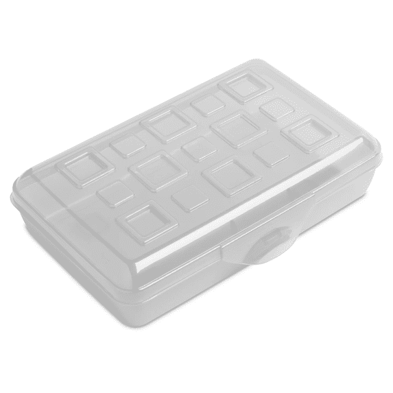Plastic Pencil Case 8" Storage Box, Hard Pencil Case with Lid, Office Supplies Pen Holders, Translucent Organizer, 1-Pack