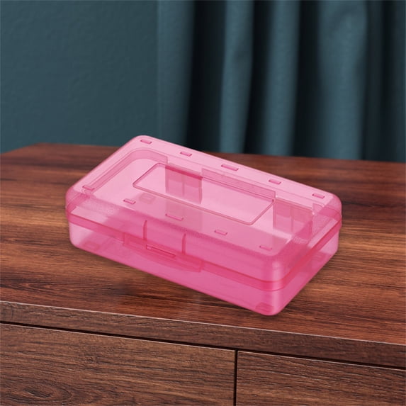 Plastic Pencil Case Box,Large Maker Pen Organizer Plastic Bead Containers With Snap Lids,Stackable Craft Storage Boxes,Office Supplies Art Supply Box,Hard Shell Crayon Boxes,Classroom Must Have Red
