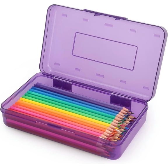 Large Capacity Colored Pencil Case, Pencil Box, Plastic Pencil Boxes for Kids Adults Girls Boys, Hard Crayon Box Storage with Snap-tight Lid for School office Supplies