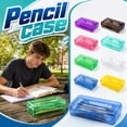 thumbnail image 1 of Plastic Pencil Case, Stackable Clear Storage Box For Students, Lovely Back To School Crayon Organizer For Middle School Daily Use (Purple), 1 of 6