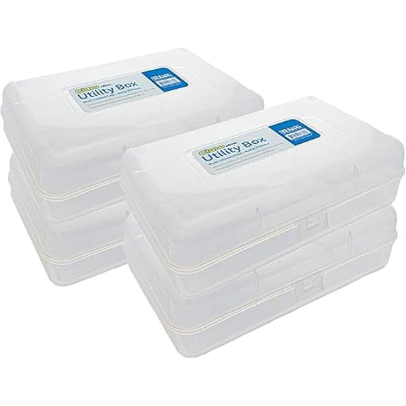 Plastic Pencil Case Utility Storage Box, Glitter Bright Color, Multi Purpose Organizer for Pens Pencils, 24-Pack