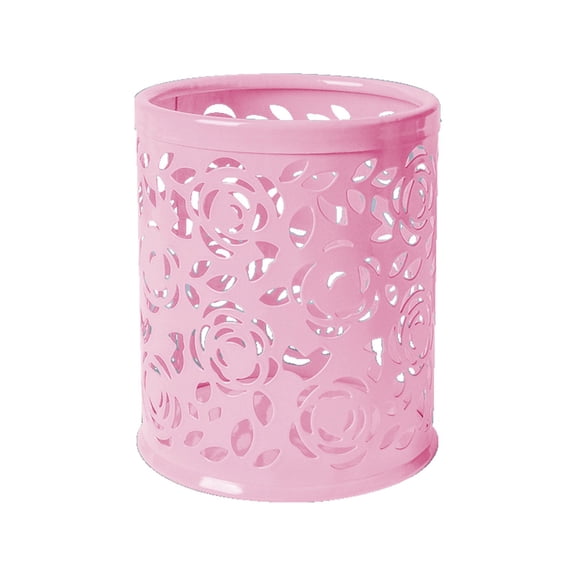 Plastic Pencil Holder, Durable Small Mesh Pen Holder, Round & Square Learning Stationery Organizer, Non-Slip Base for Home Desktop & Office, Pen Cup, 1Pc, Available in Multicolor(Pink,2x2x3.9")