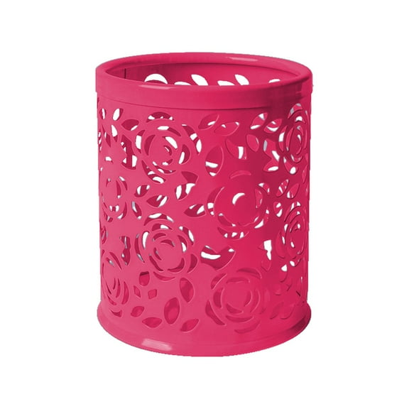 Plastic Pencil Holder, Durable Small Mesh Pen Holder, Round & Square Learning Stationery Organizer, Non-Slip Base for Home Desktop & Office, Pen Cup, 1Pc, Available in Multicolor(Red,2x2x3.9")