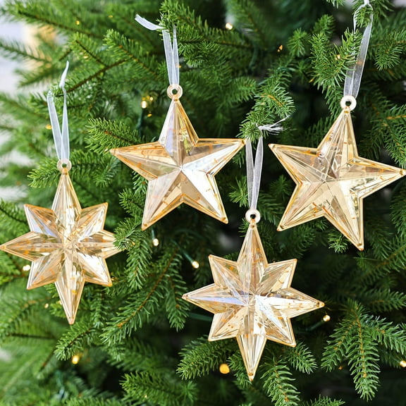 Plastic Pendants Gold Shiny Acrylic Star Ornament with Fake Gemstones 5.5x4.5x1.5 in Christmas Tree Pendant Holiday Decoration 1Pcs Rkxzt