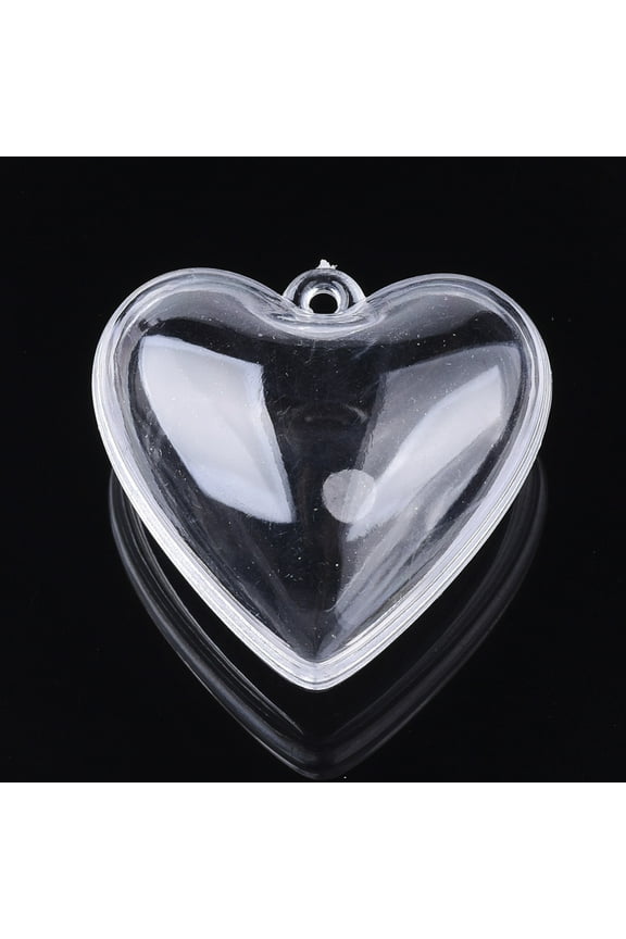 Plastic Pendants Heart Clear 29x30x18mm Hole: 1.8mm Inner Diameter: 21x26mm