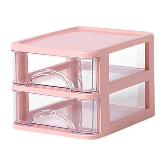 Plastic Photo Storage Box with Transparent Small Drawer Desk, Multi-Layer Compartments for Stationery and Cosmetics Organization