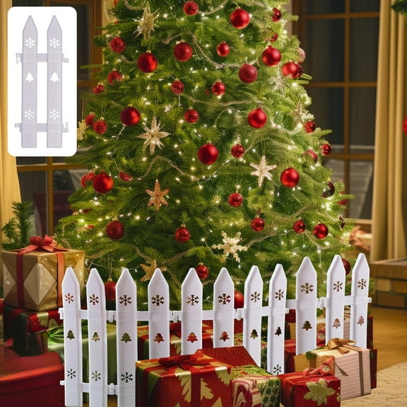 Plastic Picket Christmas Tree Fence Decoration for Garden,Yard,and Party Decor,11.81x3.94in Holiday Snowflake Design Outdoor Plant Border,Lightweight & Durable
