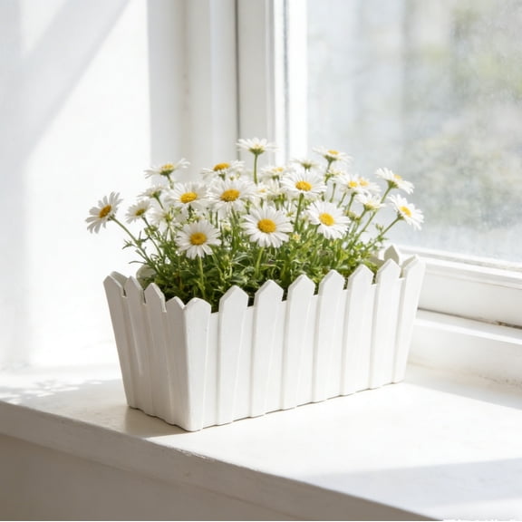 Plastic Picket Fence Flower Plant Pot Window Box DIY Plant Basket Container Artificial Flower Pot Fence ,For Decorating Living Rooms Terraces Balconies