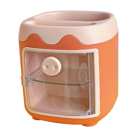 Plastic Pig Shaped Desk Organizer Orange For Office Supplies And Small Items Compact Storage Size 5.12X4.72X4.72 Inches 1 Piece Cute And Functional Plastic Pig Shaped Desk Organizer Orange