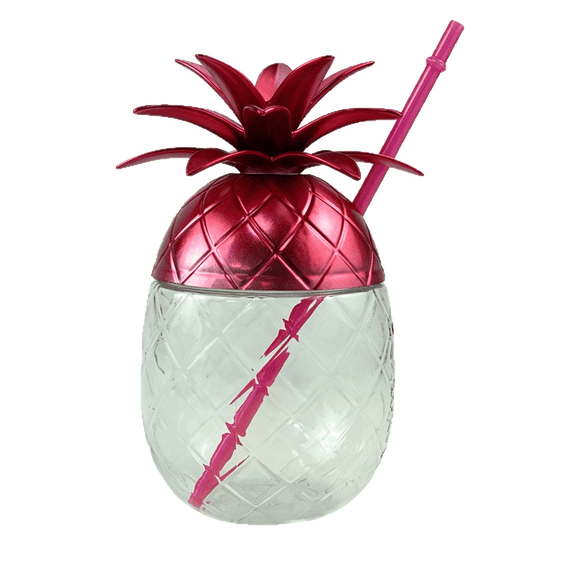 Plastic Pineapple Cup with Reusable Straw 25 oz BPA-Free Novelty Tumbler for Summer Pool Beach Tiki Luau Party Decorations Drinkware 1Pc