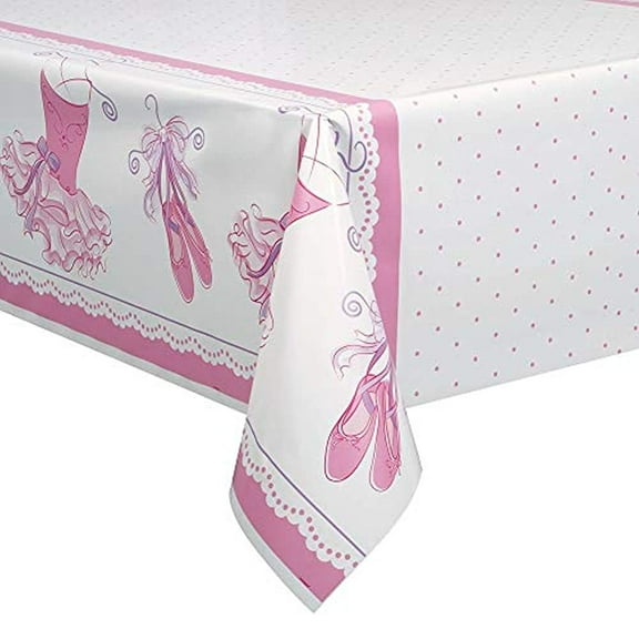 Plastic Pink Ballerina Table Cover, 84" x 54"