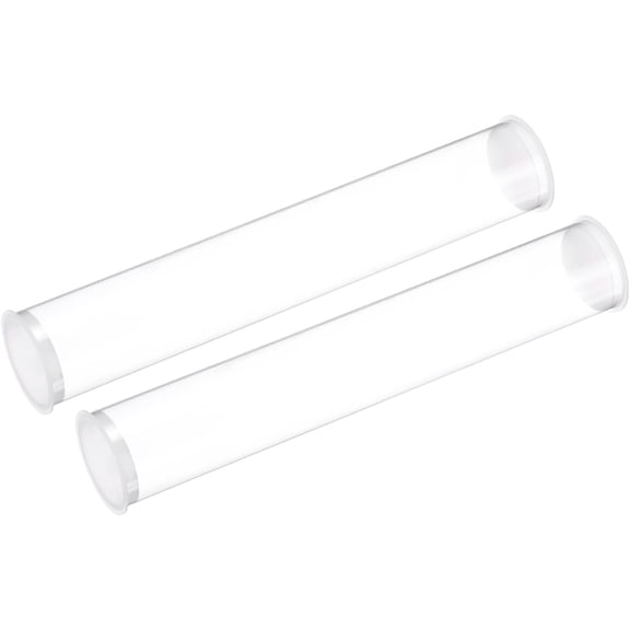 Plastic Pipe Rigid Polycarbonate Round Tube Clear(with White Rubber Caps), [for Lighting, Models, Water Plumbing] - 1.6x1.7"(41.6x43mm), 10"(254mm) Length/Transparent / 2 Pcs