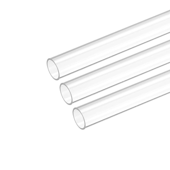 Plastic Pipe Rigid Tube Clear 0.4"(10mm) ID 0.47"(12mm) OD 6" (150mm) for Lighting, Water Plumbing, Pack of 3