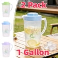 thumbnail image 1 of Plastic Pitcher, 2-Pack 1-Gallon Pitchers with Lids – Iced Tea Pitchers with Twist Cover BPA-Free, Dishwasher & Freezer Safe, Ideal for Water, Juice & Fridge Storage, Blue, 2 Pack, 1 of 8