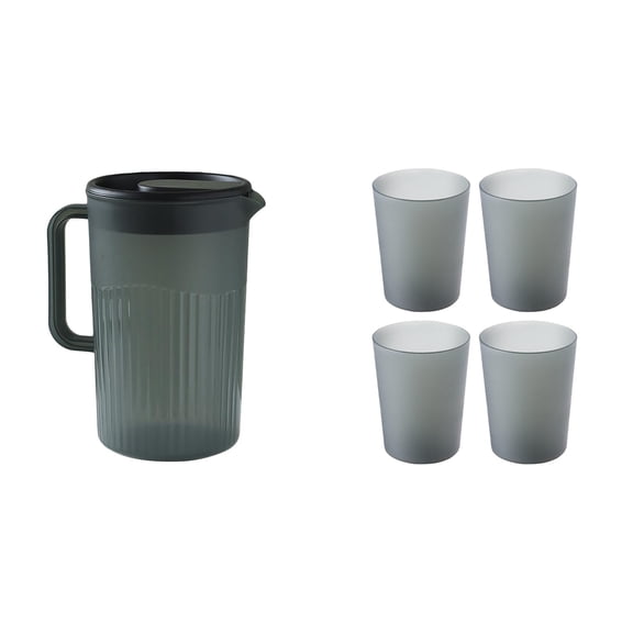 Plastic Pitcher With Lid Large Capacity High Temperature ColdforJuice Tea，Plastic Pitcher With Lid Large Capacity High Temperature ColdforJuice Tea, 1 Pitcher & 4 Cups Set