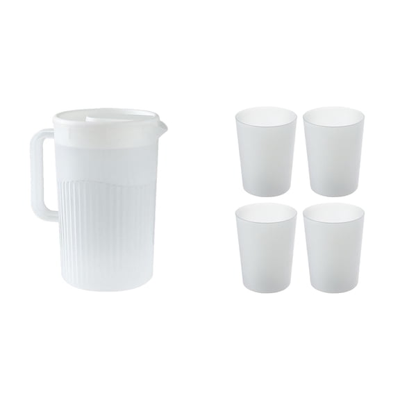 Plastic Pitcher With Lid Large Capacity High Temperature ColdforJuice Tea，Plastic Pitcher With Lid Large Capacity High Temperature ColdforJuice Tea, 1 Pitcher & 4 Cups Set
