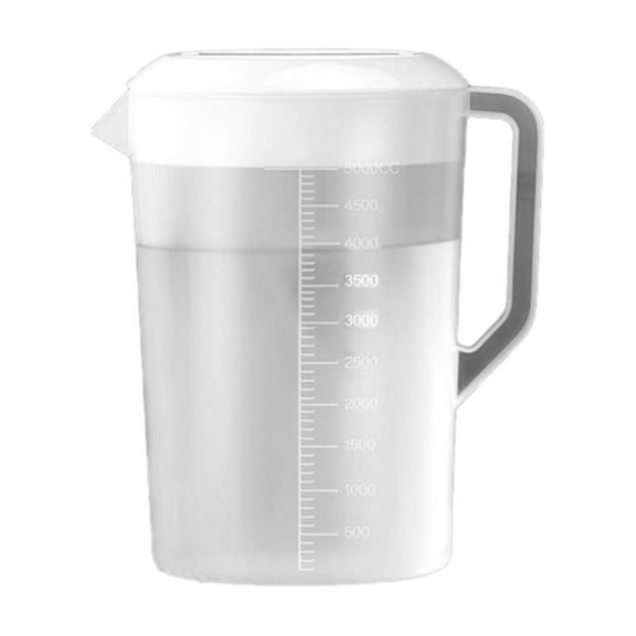Plastic Pitcher with Lid, Large Capacity Water Pitcher, Jug Plastic Straining Gallon Pitcher with Lid and Handle, Juice Jug for Hot/Cold Lemonade Juice Ice Tea, 1 Pc, 5000 ml, 11.2x7.3"