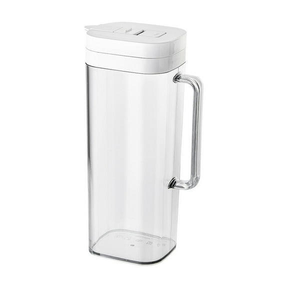 Plastic Pitcher with Lid, Fridge Water Carafe Jug with Handle for Hot/Cold Beverages - Water, Cold Brew, Iced Tea & Juice, Clear