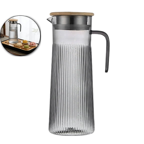 Plastic Pitcher with Lid, Unbreakable Small Water Jug, Clear Ice Tea Pitcher with Handle for Lemonade, Cold or Hot Beverages, Juice, Milk, Fridge