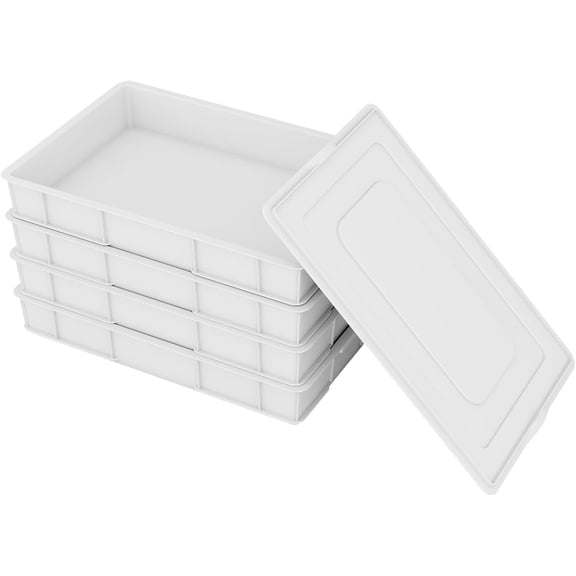 Plastic Pizza Dough Trays, Commercial Stackable Pizza Proofing Dough Boxes, 4 Packs