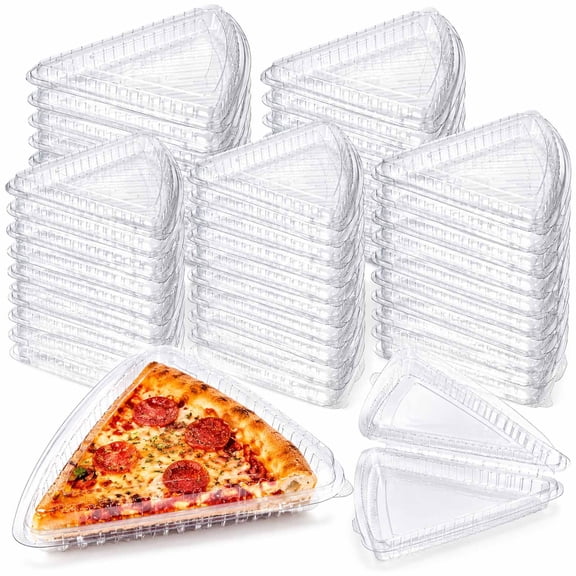 Plastic Pizza Slice Containers, Clear Pizza Slice Storage Container, Disposable Pizza Slice Storage Boxes, Food-Grade Clamshell To-Go Containers Fits 10-12 Pizza Slices
