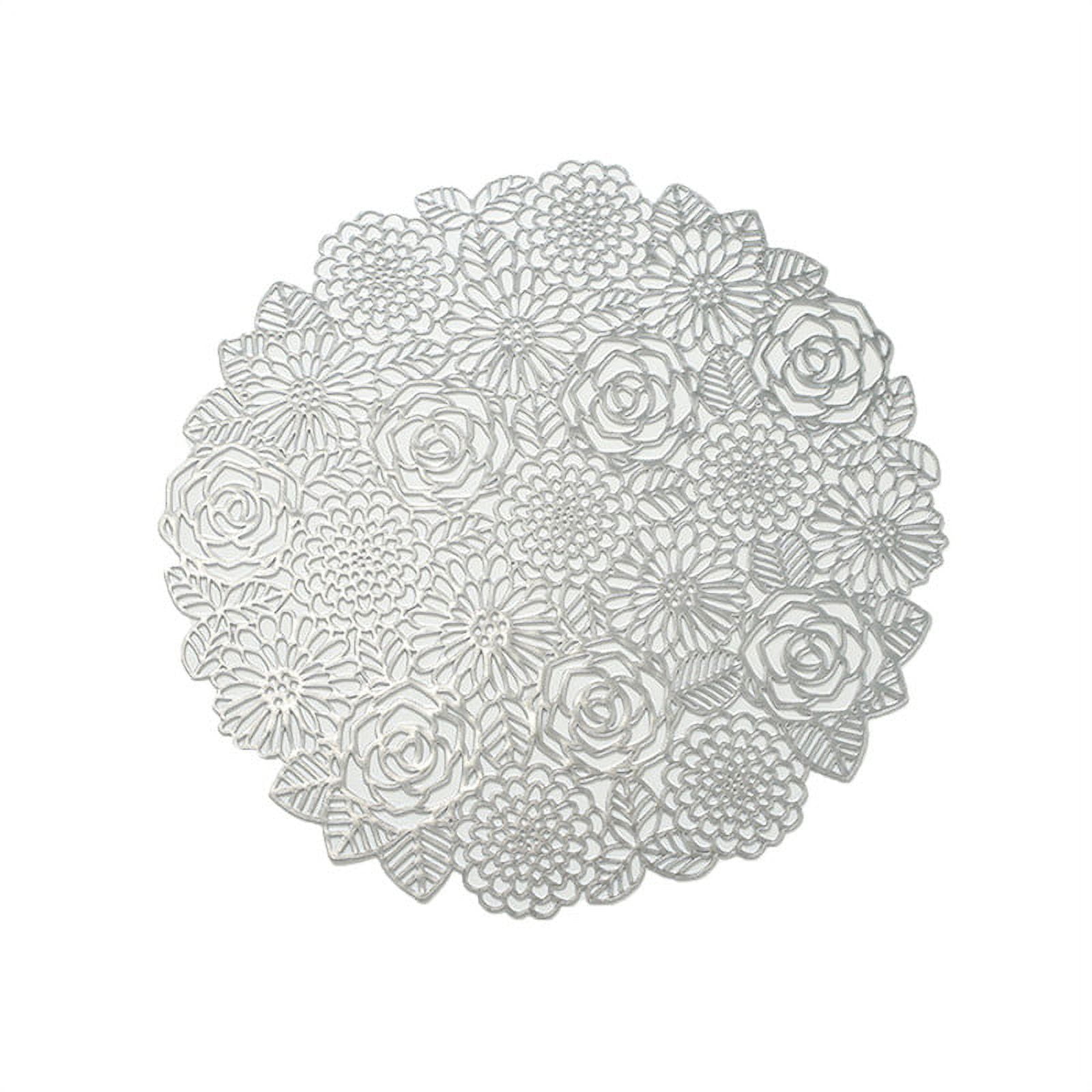 Plastic Placemats, Light Luxury Rose Hollow Placemat Pvc EcoFriendly