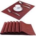 thumbnail image 1 of Plastic Placemats,Non Slip Washable Placemats for Dining Table Wipe Clean Table Mats Set of 6(Burgundy Red), 1 of 6