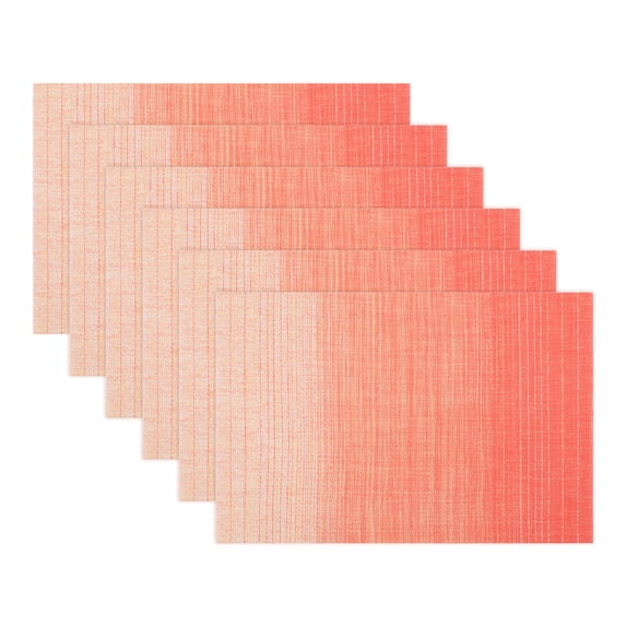 Plastic Placemats Set of 6 Rectangle Placemats for Table Decor Washable Heat Resistant Table Placemats Wipeable Table Mat Orange Red 17.7x11.8inch