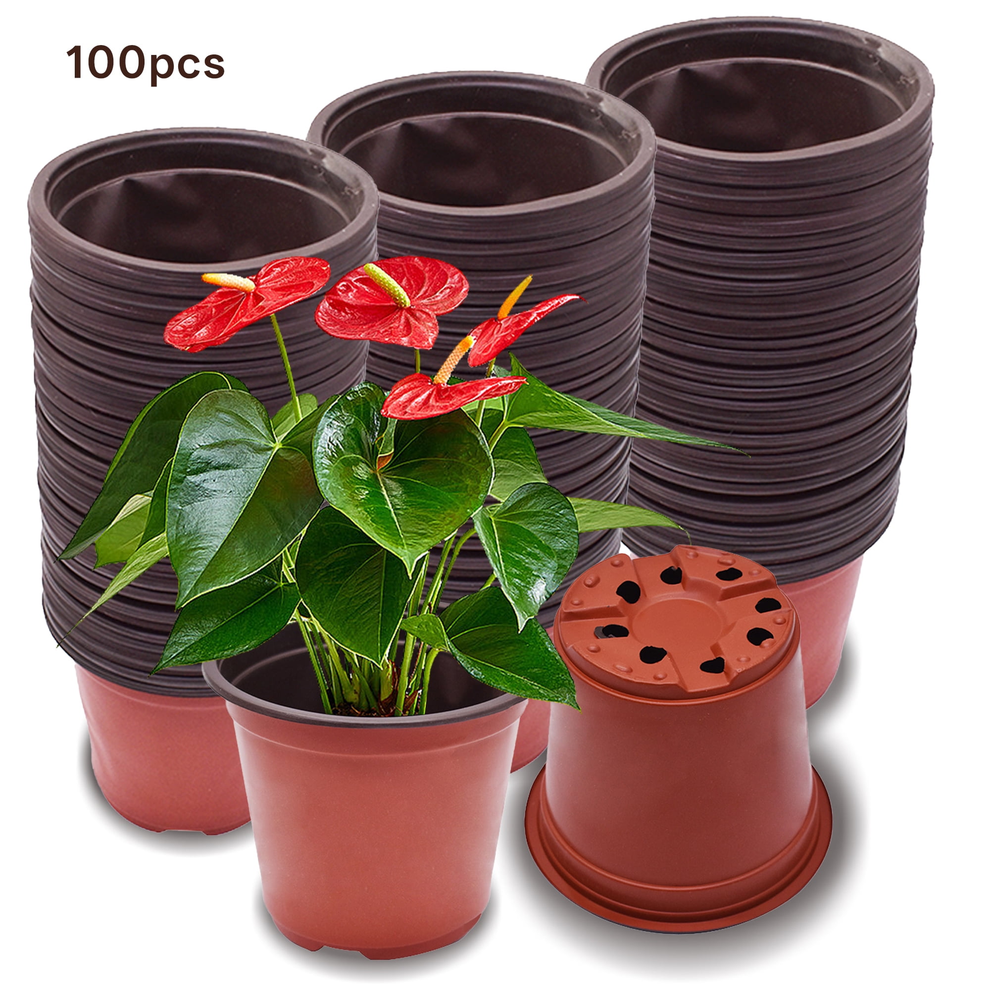 Plastic Plant Flower Pots Nursery Seedlings Pot Plant 100Pcs - Walmart.com