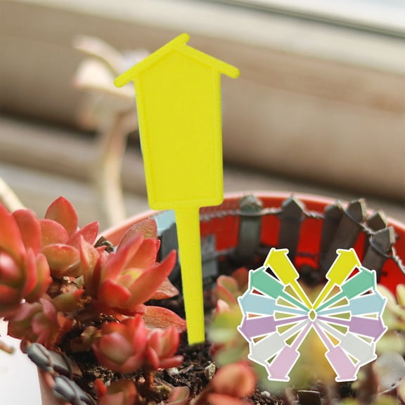 Plastic Plant Labels T-Type Garden Tags Outdoor Plant ID Stakes - 12-Pack Multicolor Reusable Gardening Signs for Flower Beds Pots Vegetable Gardens Herb Markers