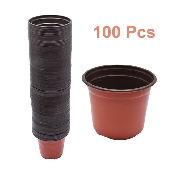 Plastic Plant Nursery Pots 8 inches Seedling Cups, Plant Container Fit for Succulents Seedlings Cuttings Transplanting (100 Pcs)