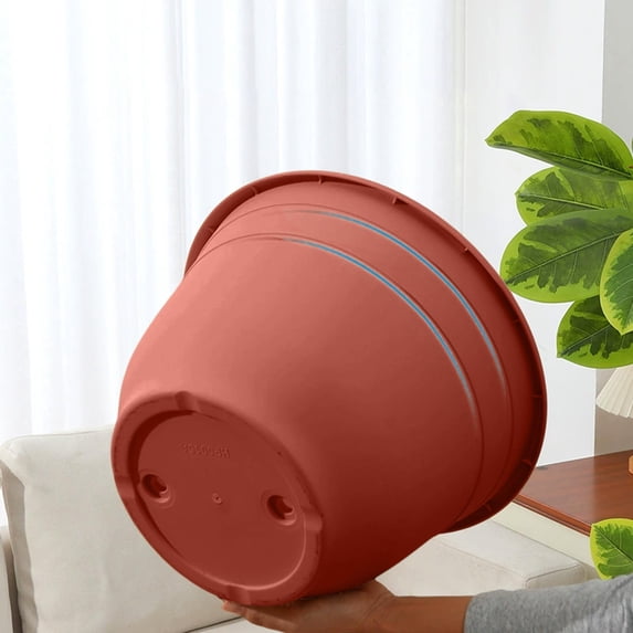 Plastic Plant Pot,Plant Pots Indoor,Planter Pot - Outdoor & Indoor Plant Pot with Drainage Hole & Plug - Rolled Rim Plastic Pots for Plants & Flowers - Decorative Plant Pot(Brown 6.5IN)