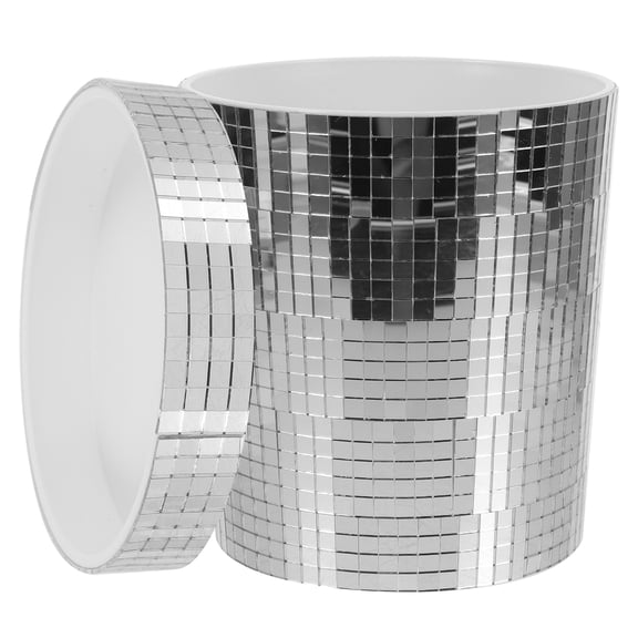 Moluckfu Plastic Disco Flower Pot Silver 1 Set For Indoor Decoration