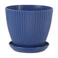thumbnail image 1 of Plastic Plant Pot, Small Plant Pot, 5X4 In, Ribbed Texture, Navy Blue, Small Plastic Tray, Outdoor and Garden Use, 1 of 8