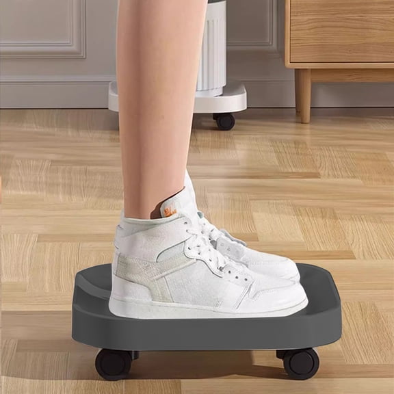 Plastic Plant Pot Tray with Wheels, Movable Square Base with Swivel Casters and Drainage Design, Heavy Duty Rolling Flower Pot Stand for Indoor Outdoor Use Gray, 11.22x11.22x2.24in