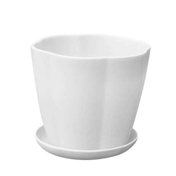 Plastic Plant Pots for Plants with Saucers,Plastic Planters Modern Flower Pot with Drainage Hole for House Plants,Herbs,Flowers,and Seeding Nursery planter pots for outdoor indoor plants *White-4.33"