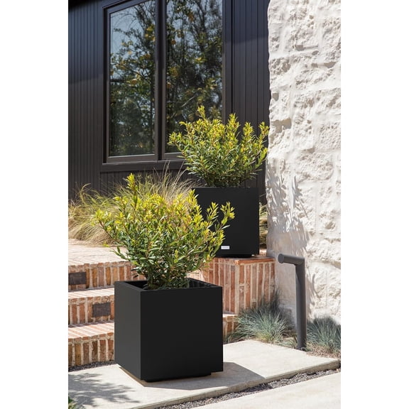 Plastic Planter - Large Square Planter for Indoor or Outdoor Patio/Garden | Durable All-Weather Use with Drainage Holes | Modern Dcor for Tall Plants, Trees, Flowers