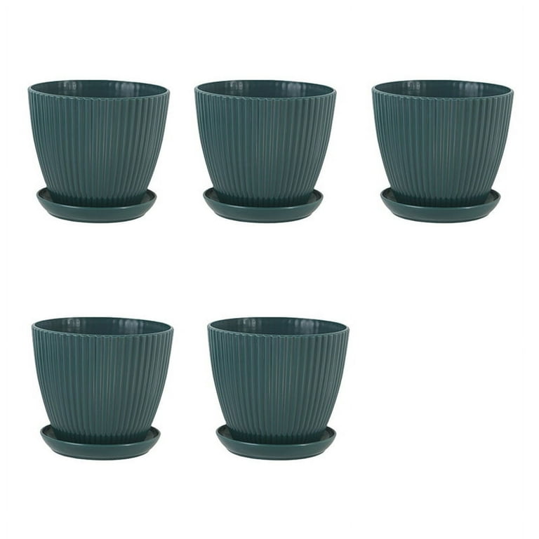 Plastic Planter Pots for Plants, 5 Pack 6 Inch Flower Pots with Drainage  Holes and Saucers, for Indoor Outdoor B 