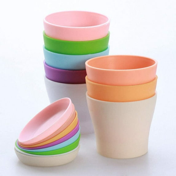 Plastic Planters Indoor Flower Plant Pots, Set of 8 Modern Decorative Gardening Containers for All House Plants (4 Inch, 8 Colors)