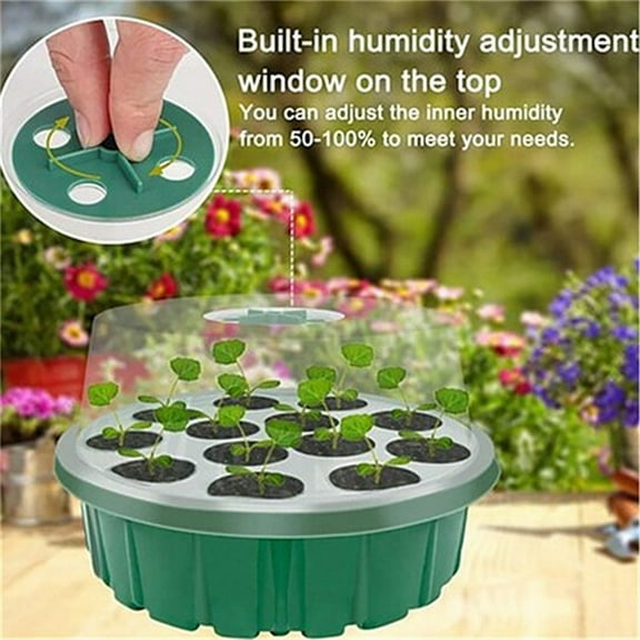 Plastic Planting Basket | Round Mini Plants Nursery Tray for Potatoes, Tomatoes & Seedlings | 21x21x13cm Grower Box with Drainage & Transparent Lid