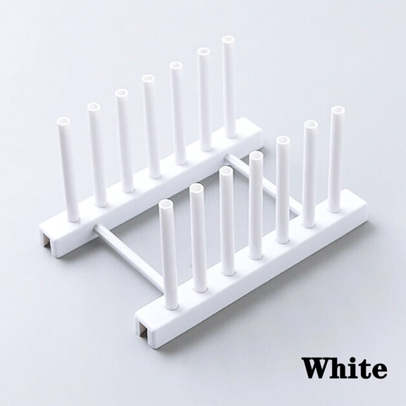 Plastic Plate Rack Pot Lid Holder Drying Storage Stander Kitchen Organizer (White)