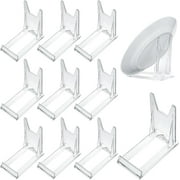 Plastic Plate Stands, Boriyuan 12 Pcs Plastic Plate Holders, Clear Photo Stand Easels, Display Stands, Adjustable Picture Cards Plate Stand Holders for Home Office Festival Party Display Dish Rack