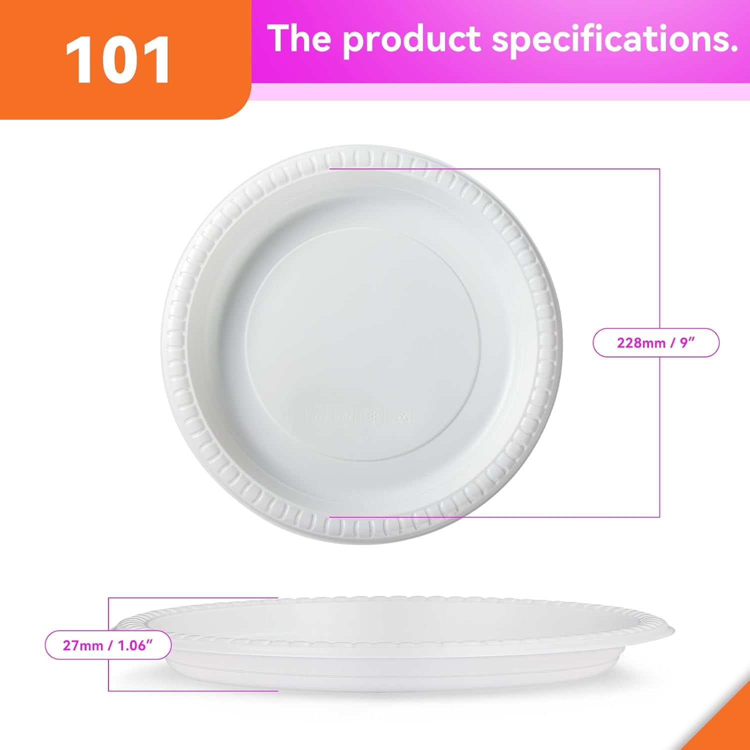 Plastic Plates, 150 Pack 10 Inch Disposable Plates Heavy Duty Microwave ...