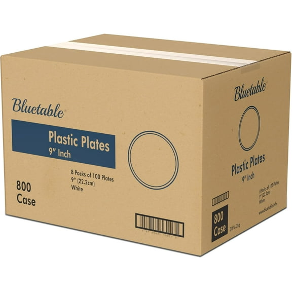 Plastic Plates Bulk 9 Inch (800 Case) White Disposable Dinner Plates, Every Day  Microwaveable Platos Desechables