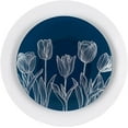 PLASTICPRO Elegant Plastic Dinner Plates Set Navy White Tulip Plastic