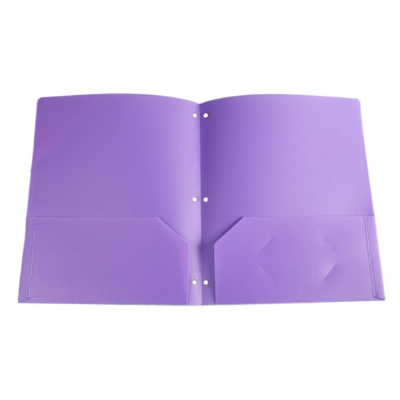 Plastic Pocket Folders 3 Hole Punched with 2 Pockets, Business Card Slot,Hold Letter Size Paper, 1-Pack