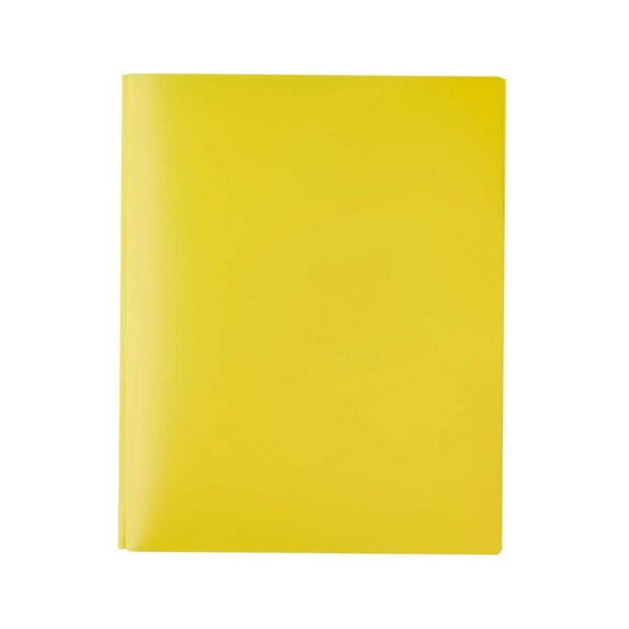 ZTTD 1Pc Two Pocket Folder, 2 Pocket Folder with Prongs, 2 Pocket 3 Prong Folders, Heavy Duty Colorful Plastic Folders with 2 Pockets for Letter Size Paper, Yellow