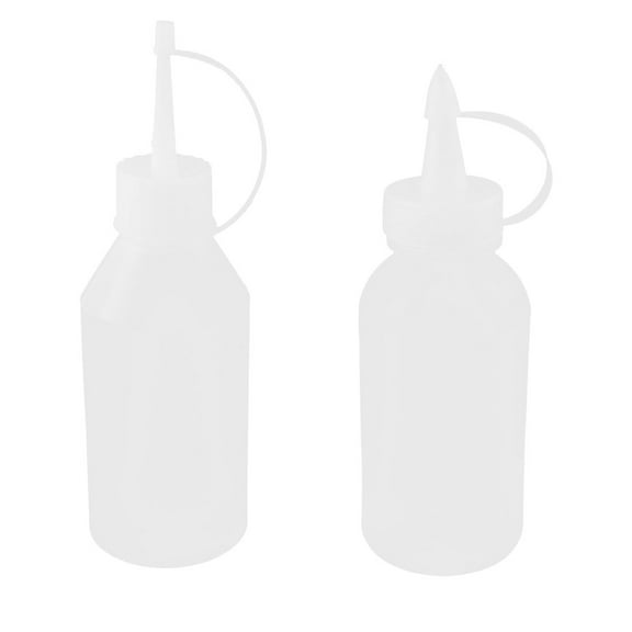 Plastic Pointy Nozzle Sewing Machine Oil Bottles 100ml Clear White 2pcs