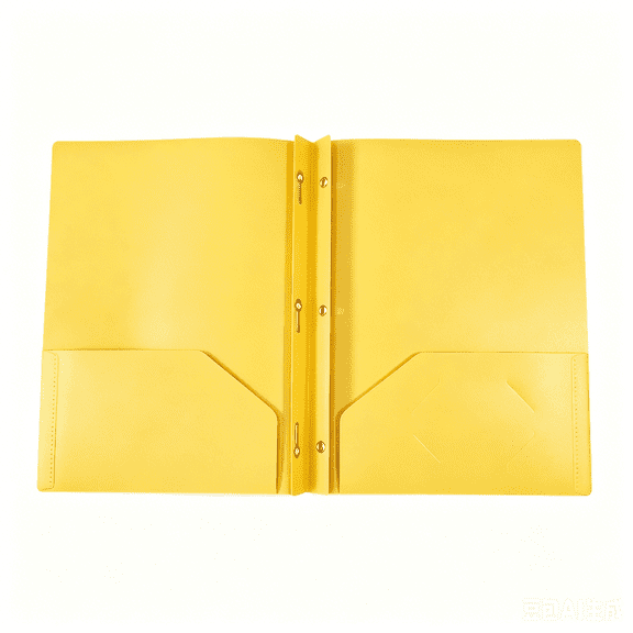 Plastic Poly Folders with 3 Prongs, Durable File Document Folders with Metal Fasteners and Business Card Slot, Portable 3-Prong Folders with 2 Pockets Fits Letter Size Paper, 1Pc(Yellow,11.4x9.4")